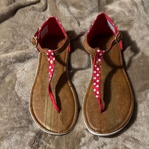 Keds Brown Sandals with Red Polka Dot Strap